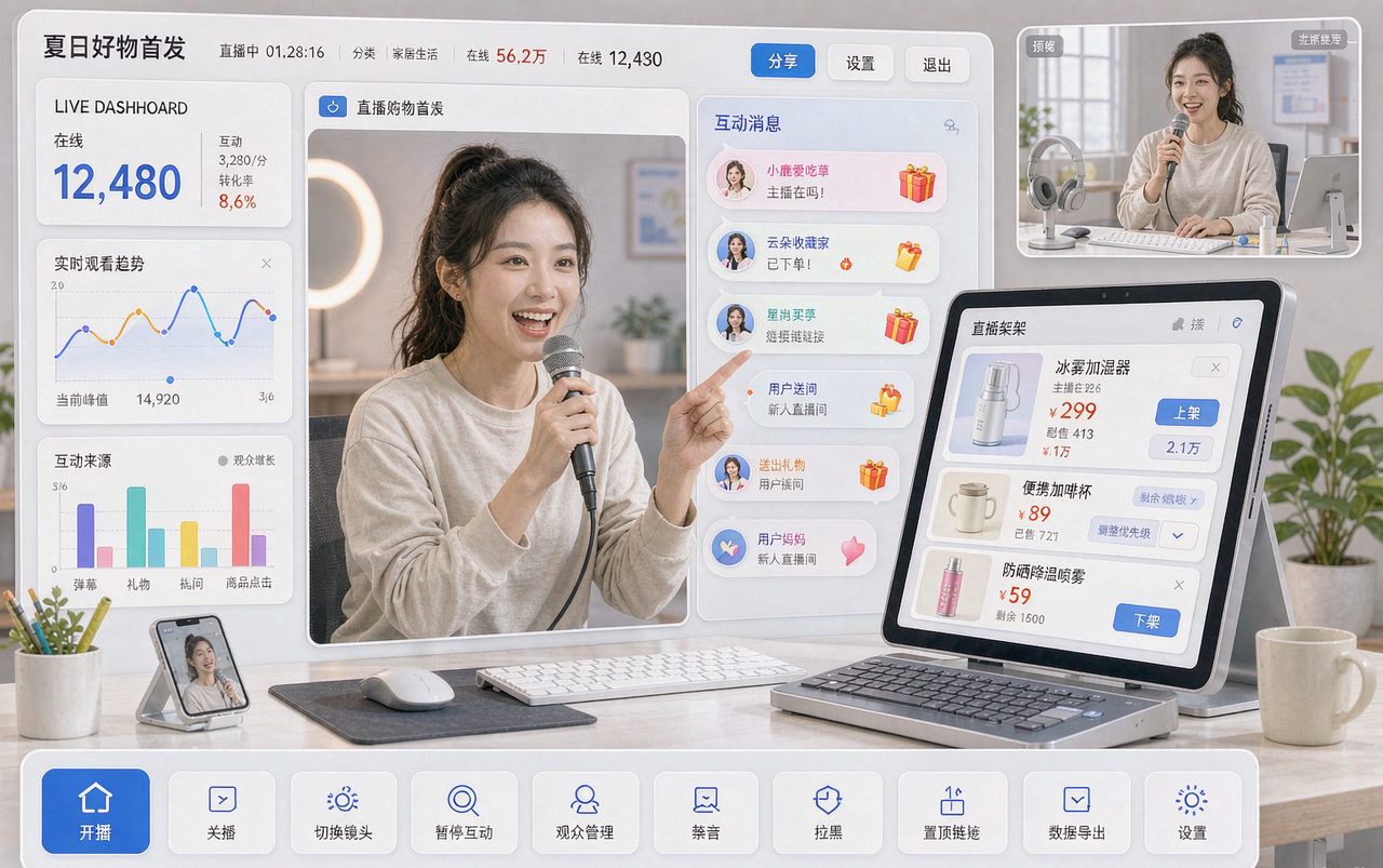 直播现场冷场、没人互动？微多乐云商学院场控面板怎么让大课高互动不翻车