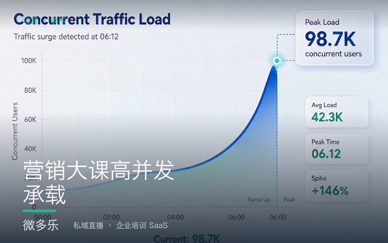 技术方案：营销大课高并发承载——几万人同时进直播间如何稳住不崩（基于微多乐能力）